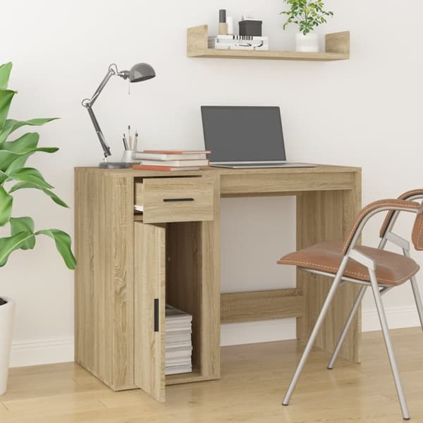The Living Store Työpöytä Sonoma-tammi 100x49x75 cm tekninen puu - Kirjoituspöydät