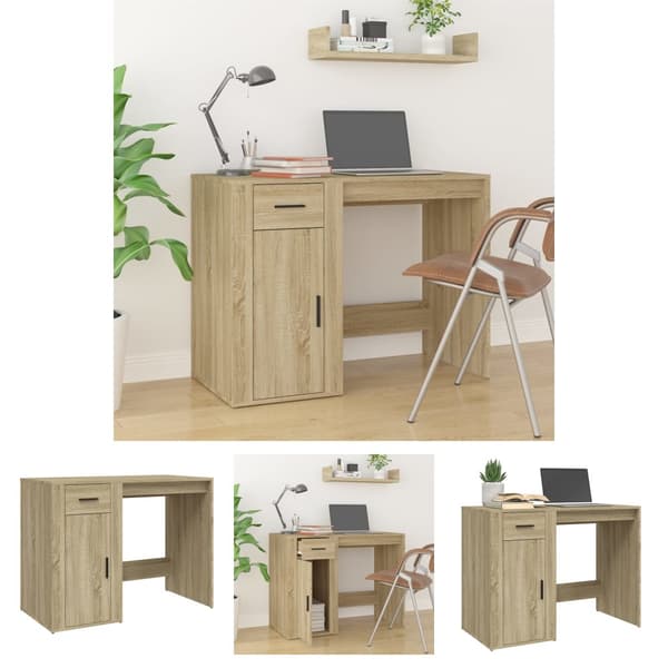 The Living Store Työpöytä Sonoma-tammi 100x49x75 cm tekninen puu - Kirjoituspöydät