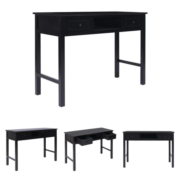The Living Store Työpöytä musta 108x45x76 cm täysi keisaripuu -  Kirjoituspöydät