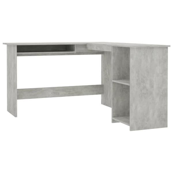 The Living Store L-formet skrivebord 120x140x75 cm konstrueret træ betongrå -  Skriveborde