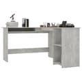 Miniatyrbillede 4 af 7: The Living Store L-formet skrivebord 120x140x75 cm konstrueret træ betongrå -  Skriveborde