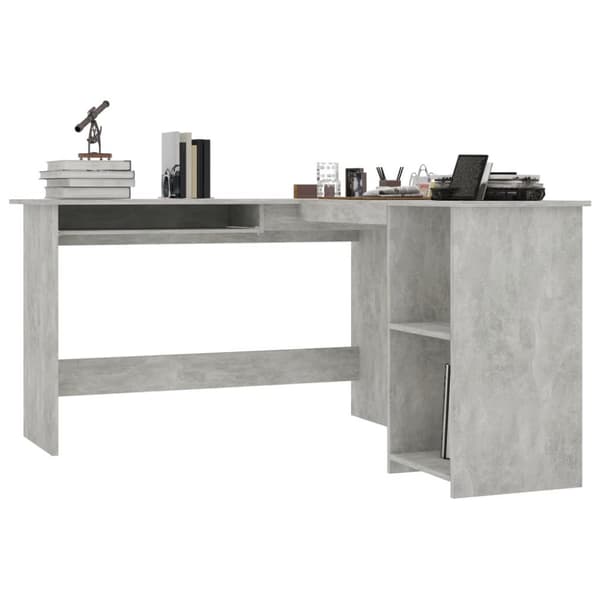 The Living Store L-formet skrivebord 120x140x75 cm konstrueret træ betongrå -  Skriveborde