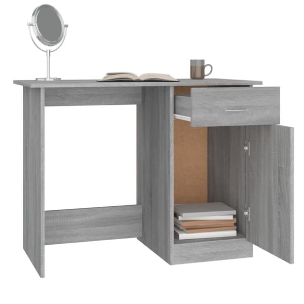 The Living Store Työpöytä harmaa Sonoma 100x50x76 cm tekninen puu - Kirjoituspöydät