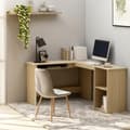 Miniatyrbillede 2 af 7: The Living Store L-formet skrivebord 120x140x75 cm konstrueret træ sonoma-eg -  Skriveborde