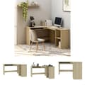 Miniatyrbillede 1 af 7: The Living Store L-formet skrivebord 120x140x75 cm konstrueret træ sonoma-eg -  Skriveborde