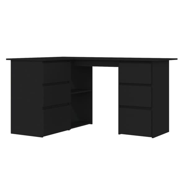 The Living Store Hörnskrivbord svart 145x100x76 cm konstruerat trä - Skrivbord