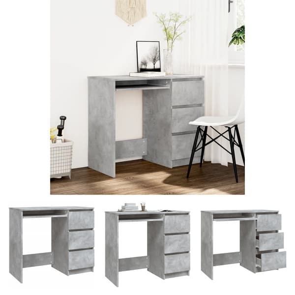 The Living Store Skrivbord betonggrå 90x45x76 cm konstruerat trä -  Skrivbord
