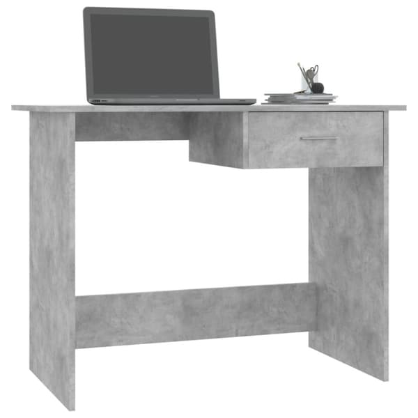 The Living Store skrivebord 100x50x76 cm konstrueret træ betongrå -  Skriveborde