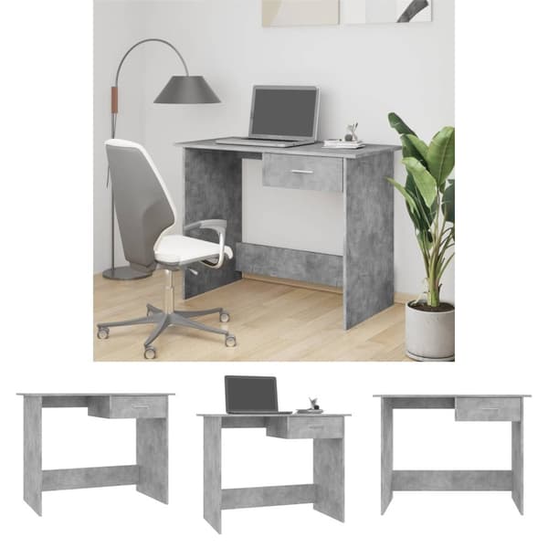 The Living Store skrivebord 100x50x76 cm konstrueret træ betongrå -  Skriveborde