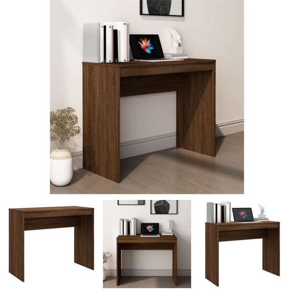 The Living Store skrivebord 90x40x72 cm konstrueret træ brun egetræsfarve -  Skriveborde