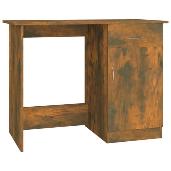 The Living Store Skrivbord rökfärgad ek 100x50x76 cm konstruerat trä - Skrivbord