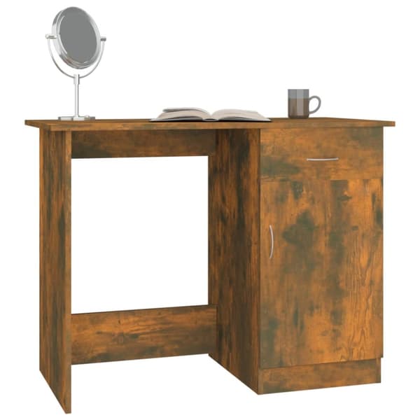 The Living Store Skrivbord rökfärgad ek 100x50x76 cm konstruerat trä - Skrivbord