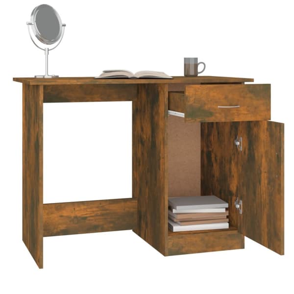 The Living Store Skrivbord rökfärgad ek 100x50x76 cm konstruerat trä -  Skrivbord