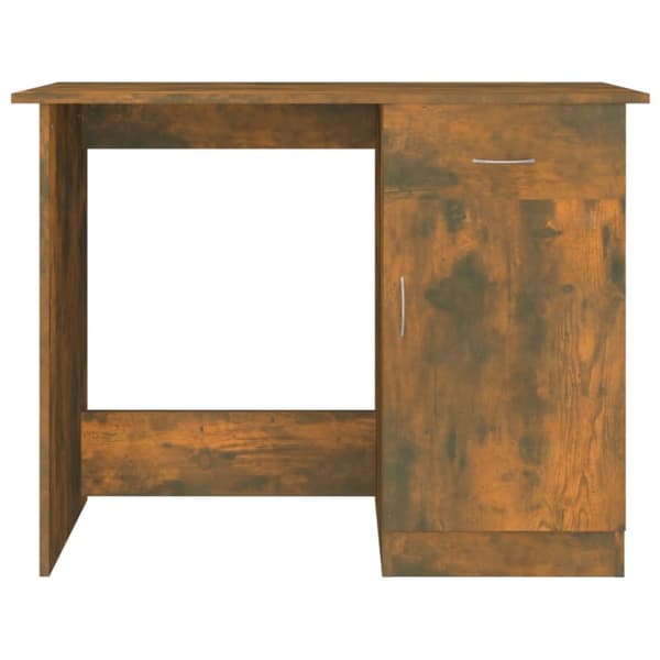The Living Store Skrivbord rökfärgad ek 100x50x76 cm konstruerat trä - Skrivbord