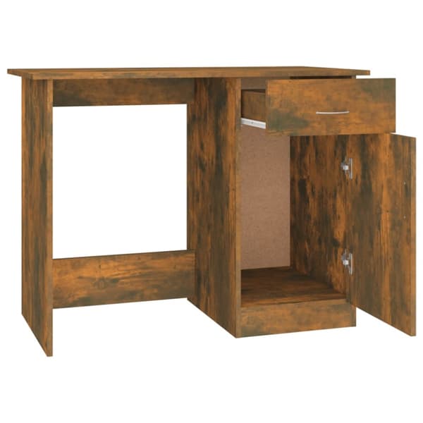 The Living Store Skrivbord rökfärgad ek 100x50x76 cm konstruerat trä - Skrivbord