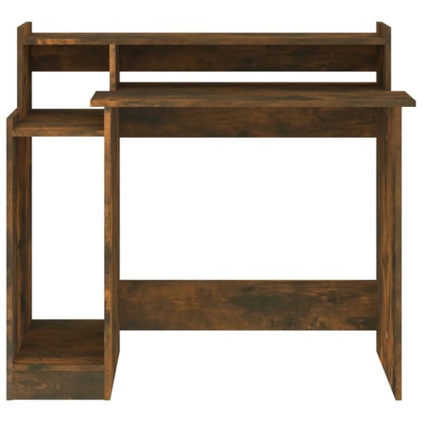 The Living Store Työpöytä LED-valoilla savutammi 97x45x90 cm tekninen puu - Kirjoituspöydät