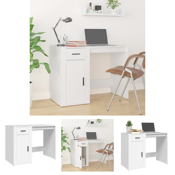 The Living Store Työpöytä valkoinen 100x49x75 cm tekninen puu -  Kirjoituspöydät