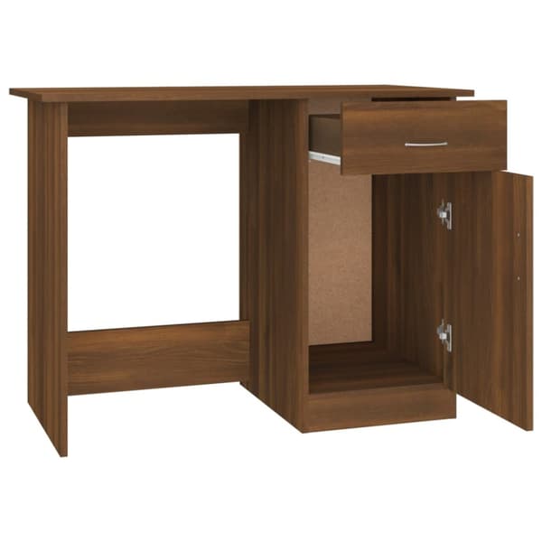 The Living Store skrivebord 100x50x76 cm konstrueret træ brun egetræsfarve -  Skriveborde
