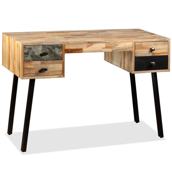 The Living Store Kirjoituspöytä Kiinteä kierrätetty Tiikki 110x50x76 cm - Kirjoituspöydät