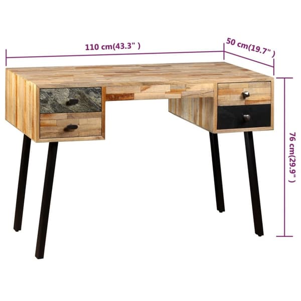 The Living Store Kirjoituspöytä Kiinteä kierrätetty Tiikki 110x50x76 cm - Kirjoituspöydät