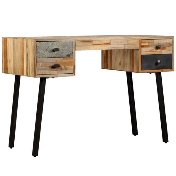 The Living Store Kirjoituspöytä Kiinteä kierrätetty Tiikki 110x50x76 cm - Kirjoituspöydät