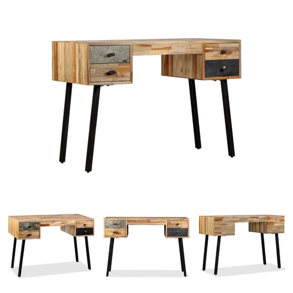 The Living Store Kirjoituspöytä Kiinteä kierrätetty Tiikki 110x50x76 cm -  Kirjoituspöydät