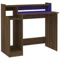 Miniatyrbild 3 av 11: The Living Store Skrivbord med LED brun ek 97x45x90 cm konstruerat trä -  Skrivbord