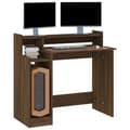 Miniatyrbild 8 av 11: The Living Store Skrivbord med LED brun ek 97x45x90 cm konstruerat trä -  Skrivbord