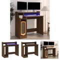 Miniatyrbild 1 av 11: The Living Store Skrivbord med LED brun ek 97x45x90 cm konstruerat trä -  Skrivbord