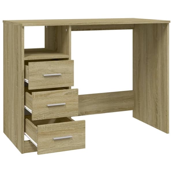 The Living Store Työpöytä laatikoilla Sonoma-tammi 102x50x76 cm tekninen puu -  Kirjoituspöydät