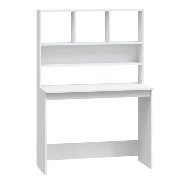 The Living Store Työpöytä hyllyillä valkoinen 102x45x148 cm tekninen puu - Kirjoituspöydät