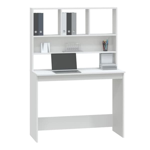 The Living Store Työpöytä hyllyillä valkoinen 102x45x148 cm tekninen puu - Kirjoituspöydät
