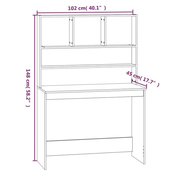 The Living Store Työpöytä hyllyillä valkoinen 102x45x148 cm tekninen puu - Kirjoituspöydät