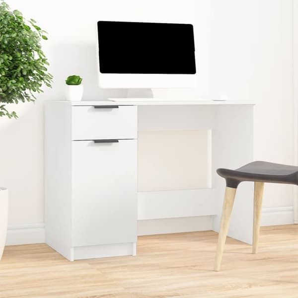 The Living Store skrivebord 100x50x75 cm konstrueret træ hvid -  Skriveborde