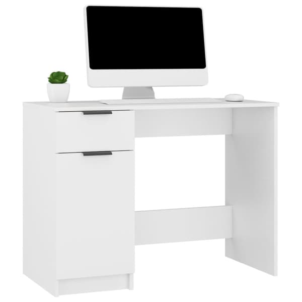 The Living Store skrivebord 100x50x75 cm konstrueret træ hvid -  Skriveborde