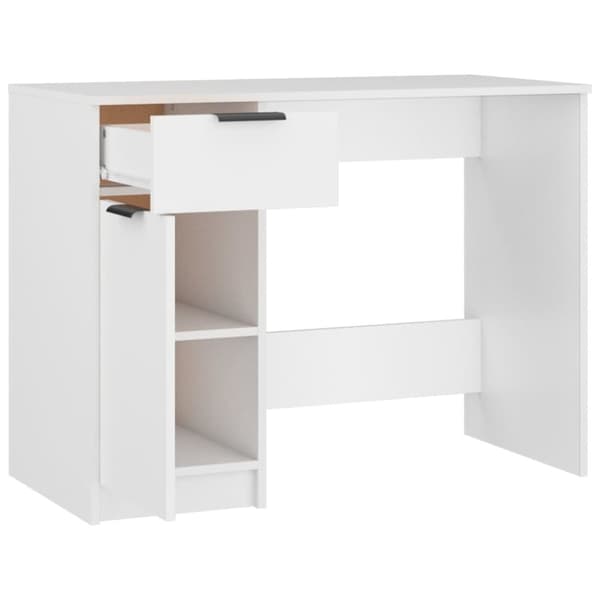 The Living Store skrivebord 100x50x75 cm konstrueret træ hvid -  Skriveborde