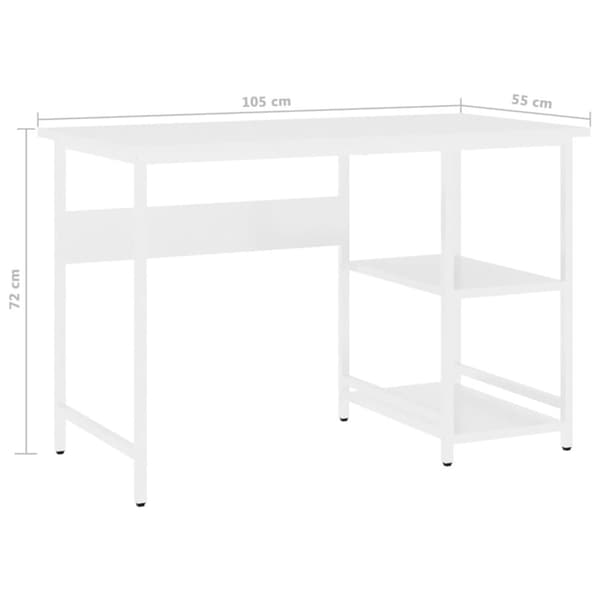 The Living Store Tietokonepöytä valkoinen 105x55x72 cm MDF/metalli - Kirjoituspöydät