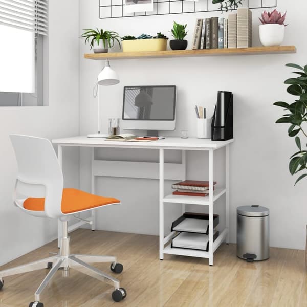 The Living Store Tietokonepöytä valkoinen 105x55x72 cm MDF/metalli - Kirjoituspöydät