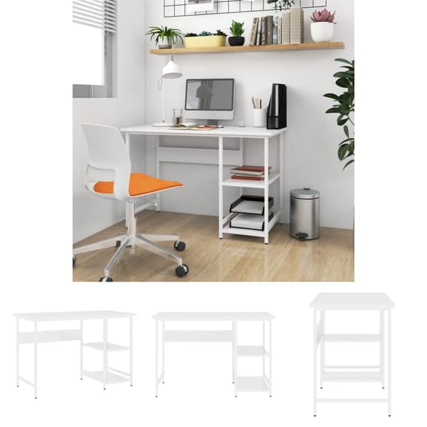 The Living Store Tietokonepöytä valkoinen 105x55x72 cm MDF/metalli -  Kirjoituspöydät