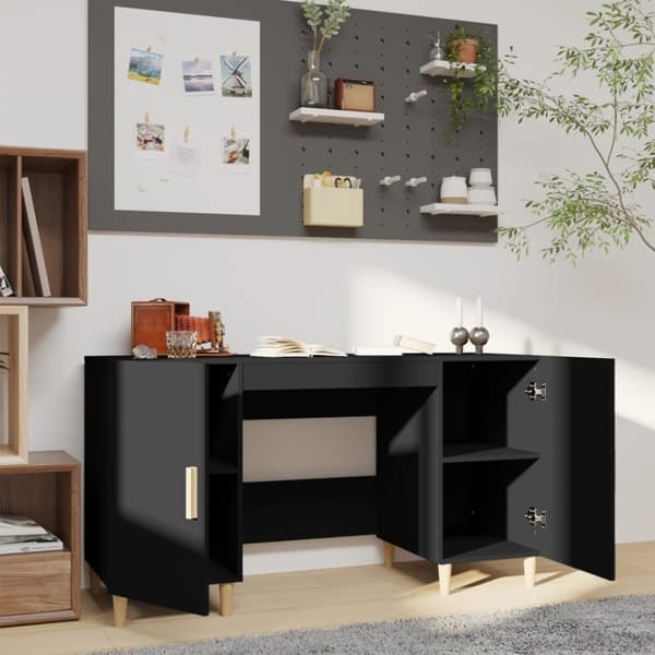 The Living Store Työpöytä musta 140x50x75 cm tekninen puu - Kirjoituspöydät