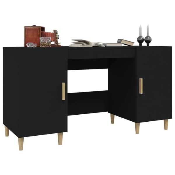 The Living Store Työpöytä musta 140x50x75 cm tekninen puu -  Kirjoituspöydät