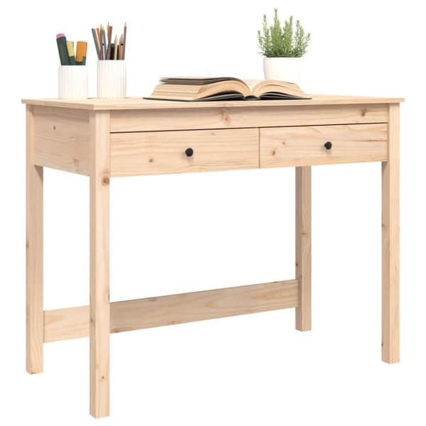 The Living Store skrivebord med skuffer 100x50x78 cm massivt fyrretræ - Skriveborde