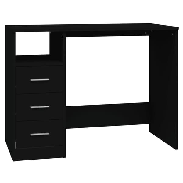 The Living Store skrivebord m. hylder 102x50x76 cm konstrueret træ sort - Skriveborde
