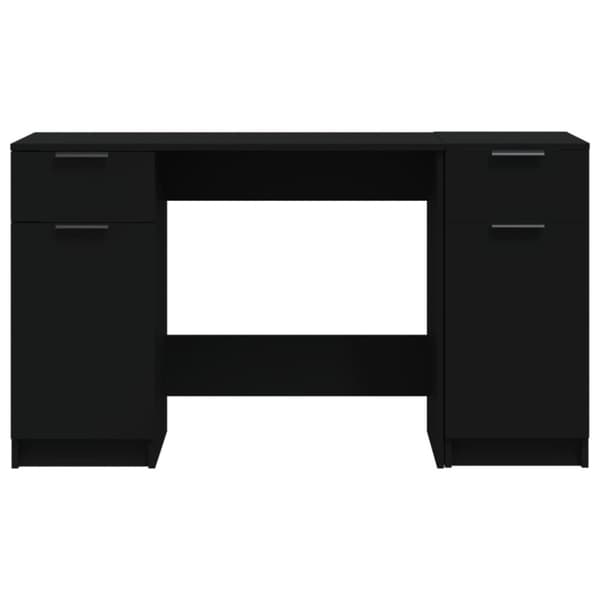 The Living Store skrivebord med sideskab konstrueret træ sort - Skriveborde