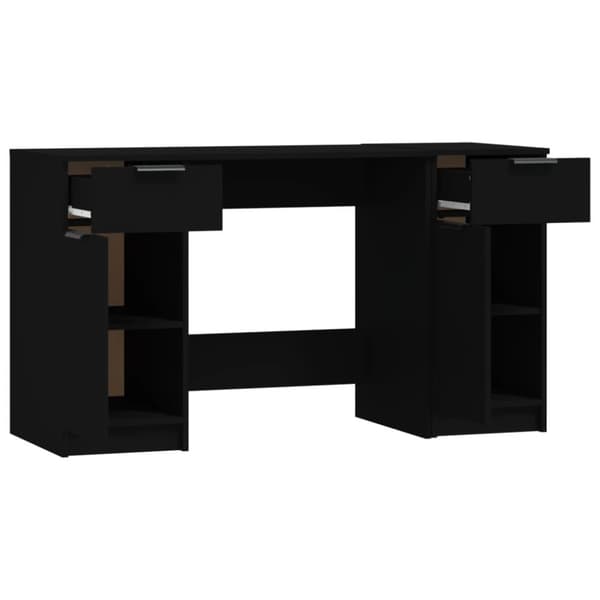 The Living Store skrivebord med sideskab konstrueret træ sort - Skriveborde