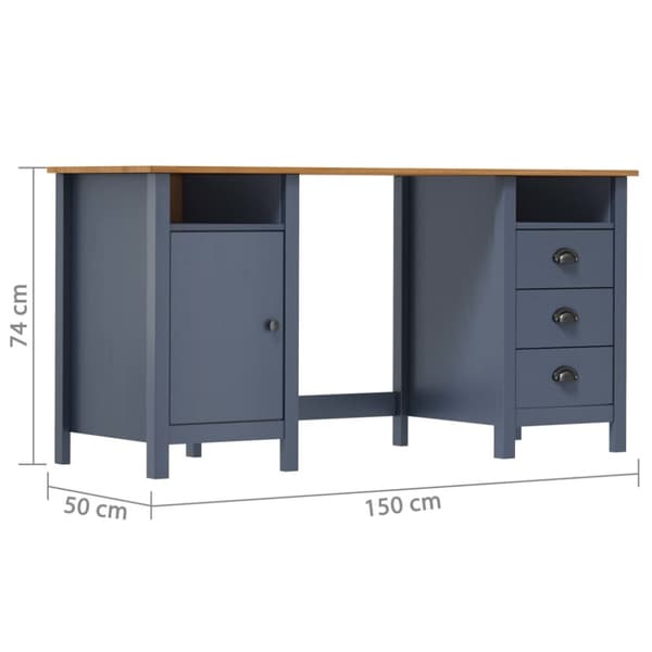The Living Store Skrivbord Hill grå 150x50x74 cm massiv furu -  Skrivbord