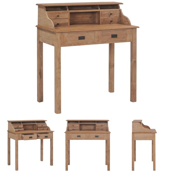 The Living Store skrivebord 90x50x100 cm massivt teaktræ - Skriveborde