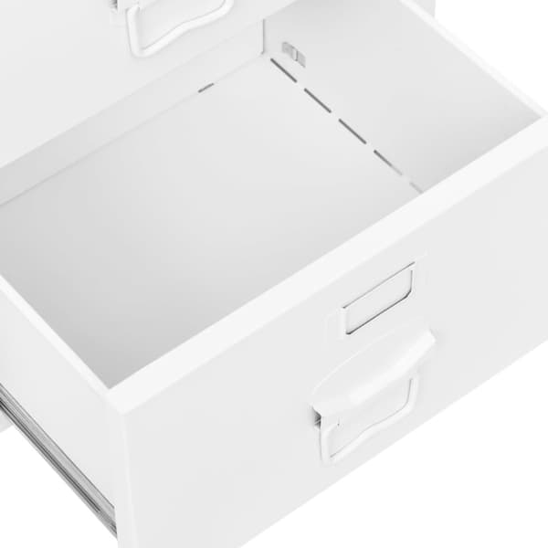 The Living Store industrielt skrivebord med skuffer 105x52x75 cm stål hvid -  Skriveborde