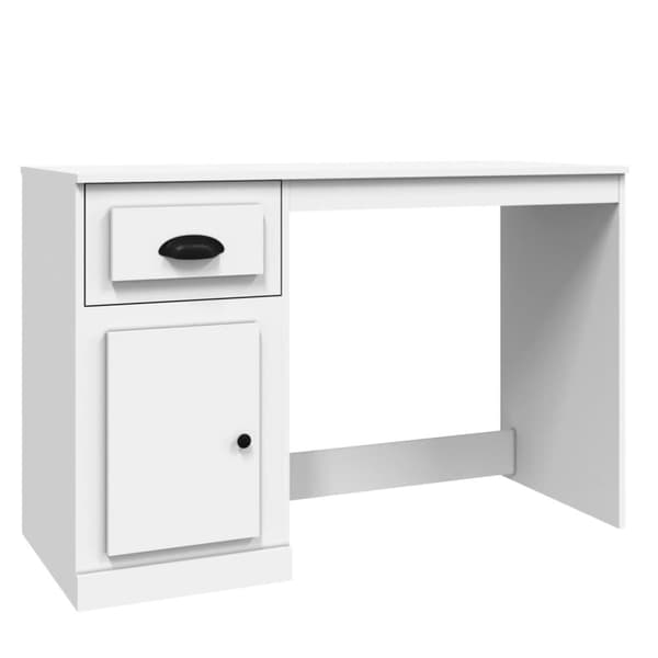 The Living Store skrivebord med skuffe 115x50x75 cm konstrueret træ hvid -  Skriveborde