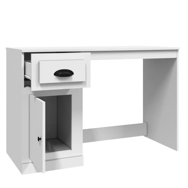 The Living Store skrivebord med skuffe 115x50x75 cm konstrueret træ hvid -  Skriveborde